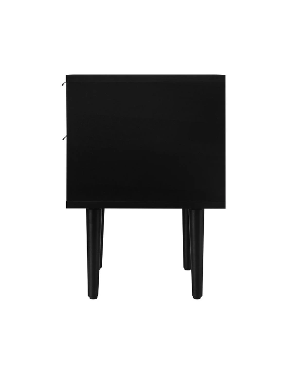 Oikiture Bedside Table 2 Drawers Side Table Bedroom Furniture Storage Unit Black, hi-res image number null