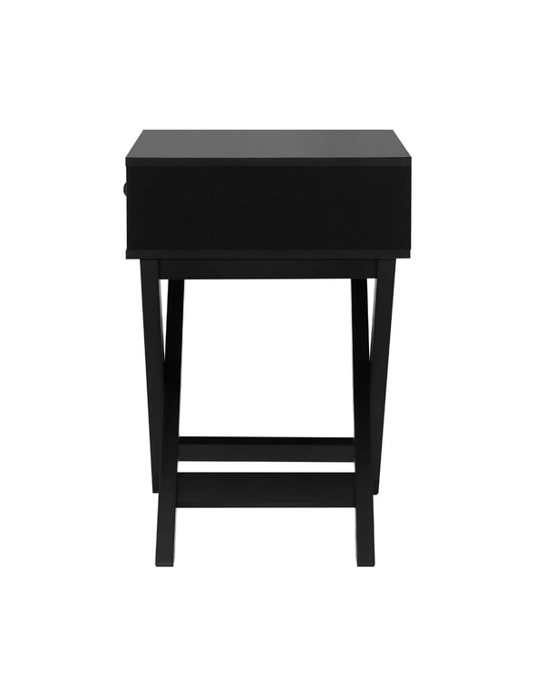 Oikiture Bedside Table Drawer Side Table Black Bedroom Storage Cabinet Furniture, hi-res image number null
