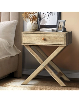 Oikiture Bedside Table Drawer Wooden Nightstand Storage Cabinet Side End Table