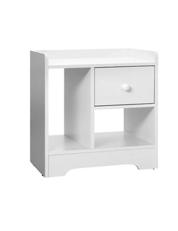 Oikiture Bedside Tables Side Table White Nightstand Storage Drawer Shelf Bedroom