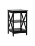Oikiture Side Table Coffee Bedside Sofa End Tables 3-tier Shelf Black, hi-res