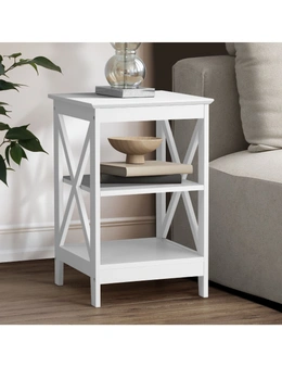 Oikiture Side Table Coffee Bedside Sofa End Tables 3-tier Shelf White