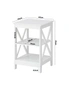 Oikiture Side Table Coffee Bedside Sofa End Tables 3-tier Shelf White, hi-res
