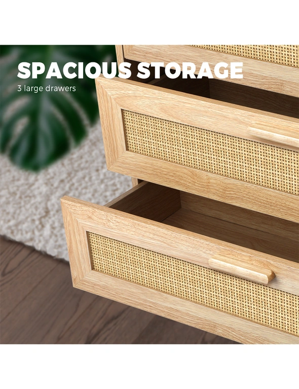 Oikiture 3 Chest of Drawers Tallboy Cabinet Clothes Storage Rattan Furniture, hi-res image number null