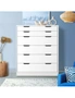 Oikiture 6 Chest of Drawers Tallboy Cabinet Bedroom Clothes White Furniture, hi-res