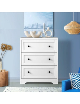 Oikiture 3 Chest of Drawers Tallboy Cabinet Bedside Table Hamptons Furniture