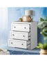 Oikiture 3 Chest of Drawers Tallboy Cabinet Bedside Table Hamptons Furniture, hi-res