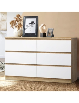 Oikiture 6 Chest of Drawers Tallboy Cabinet Dresser Table Wooden White Furniture