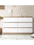 Oikiture 6 Chest of Drawers Tallboy Cabinet Dresser Table Wooden White Furniture, hi-res