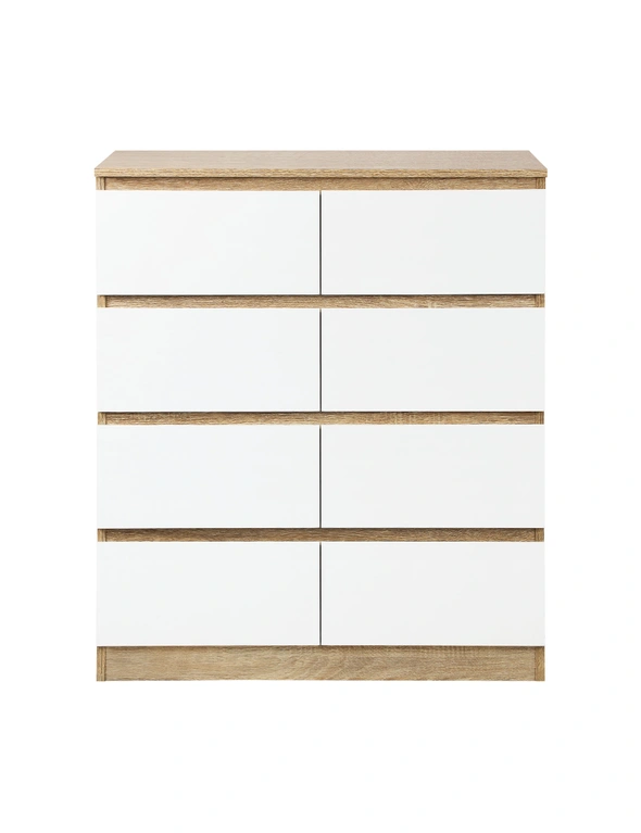Oikiture 8 Chest of Drawers Tallboy Cabinet Dresser Table Wooden White Furniture, hi-res image number null
