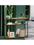 Oikiture Hall Console Table Metal Hallway Desk Entry Display Wooden Furniture, hi-res