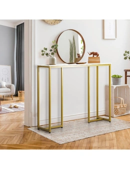 Oikiture Console Table Hallway Entry Side Tables Marble Effect Hall Display White&Gold