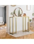 Oikiture Console Table Hallway Entry Side Tables Marble Effect Hall Display White&Gold, hi-res