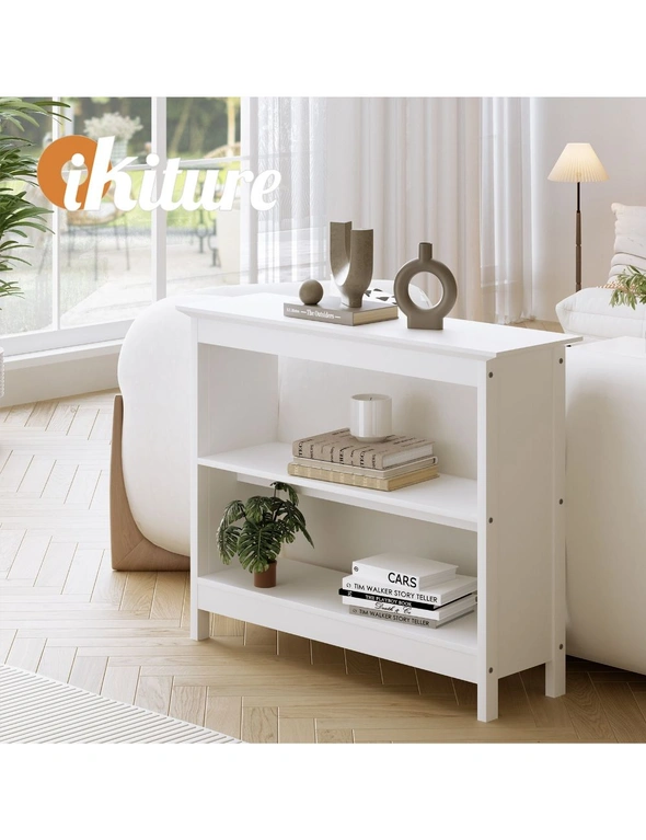 Oikiture 3-Tier Console Table Open Shelf Wood Sofa Table Hall Side Entry White, hi-res image number null