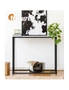 Oikiture Console Table Marble-look Iron Hallway Desk Entry Display Black&White, hi-res