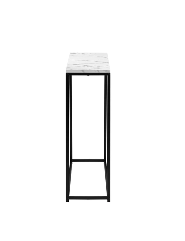 Oikiture Console Table Marble-look Iron Hallway Desk Entry Display Black&White, hi-res image number null