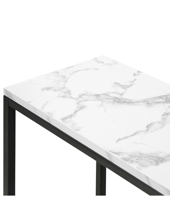 Oikiture Console Table Marble-look Iron Hallway Desk Entry Display Black&White, hi-res image number null