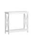Oikiture 2-Tier Console Table X-Design Wood Sofa Table Hall Side Entry White, hi-res