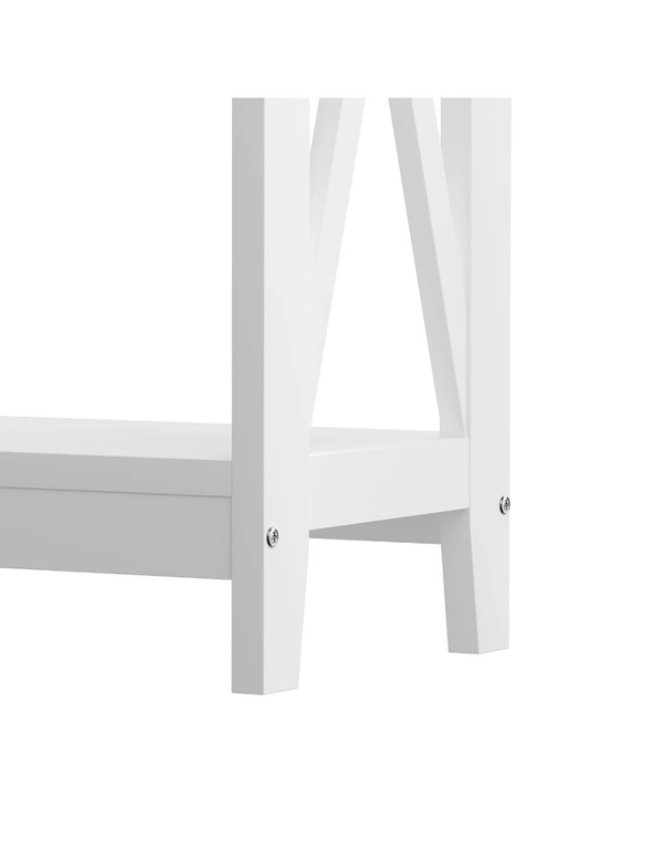 Oikiture 2-Tier Console Table X-Design Wood Sofa Table Hall Side Entry White, hi-res image number null