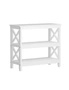 Oikiture 3-Tier Console Table X-Design Wood Sofa Table Hall Side Entry White, hi-res