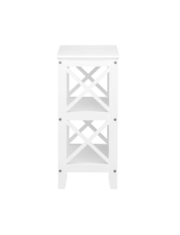 Oikiture 3-Tier Console Table X-Design Wood Sofa Table Hall Side Entry White, hi-res image number null