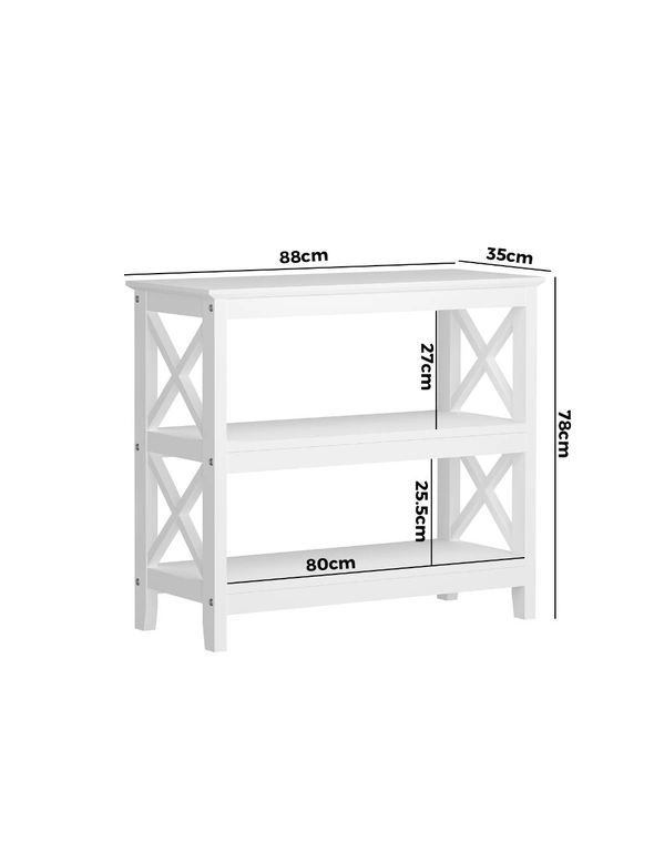 Oikiture 3-Tier Console Table X-Design Wood Sofa Table Hall Side Entry White, hi-res image number null