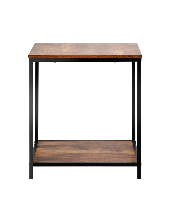 Oikiture Side End Table Coffee Table Bedside Shelf 2-Tier Industrial Furniture, hi-res image number null