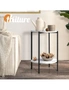 Oikiture Side End Table Coffee Sofa Bedside Nightstand Round Dual-Tier Marble, hi-res