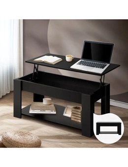Oikiture Coffee Table Lift Up Top Modern Tables Hidden Book Storage Black