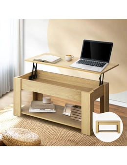 Oikiture Coffee Table Lift Up Top Modern Tables Hidden Book Storage Natural