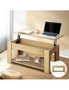 Oikiture Coffee Table Lift Up Top Modern Tables Hidden Book Storage Natural, hi-res