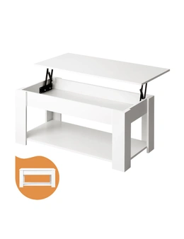 Oikiture Coffee Table Lift Up Top Modern Tables Hidden Book Storage White