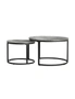 Oikiture Set of 2 Coffee Table Round Marble Nesting Side End Table Grey & Black, hi-res