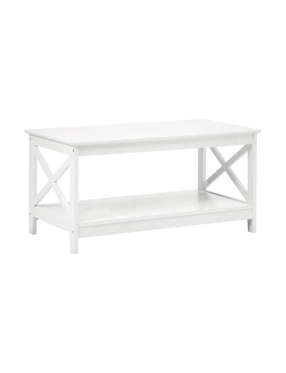 Oikiture Coffee Table Side Tables Storage Rack Shelf 2-Tier Hamptons Furniture, hi-res image number null