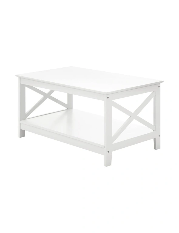 Oikiture Coffee Table Side Tables Storage Rack Shelf 2-Tier Hamptons Furniture, hi-res image number null