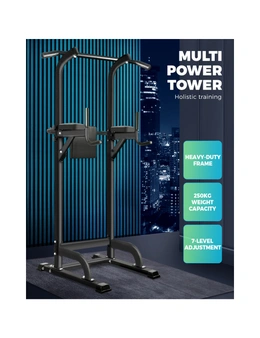Finex Power Tower Chin Up Bar Station Weight Bench Push Pull Up Knee Raise Gym