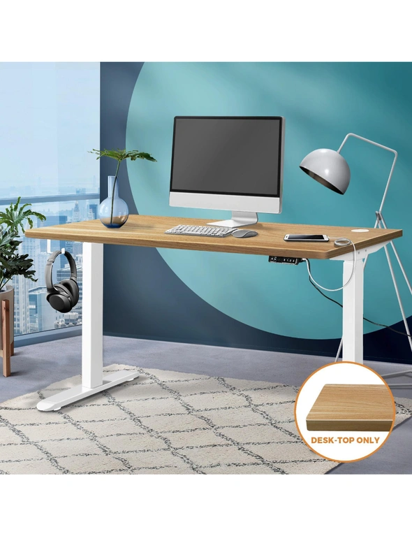 Oikiture Standing Desk Top Adjustable Electric Desk Board Computer Table OAK, hi-res image number null