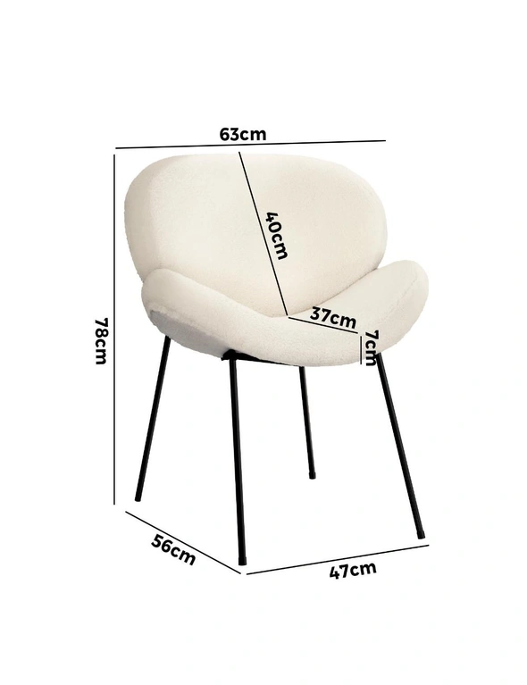 Oikiture 1PC Armchair Dining Chair Accent Chairs Tub Armchairs Sherpa White, hi-res image number null