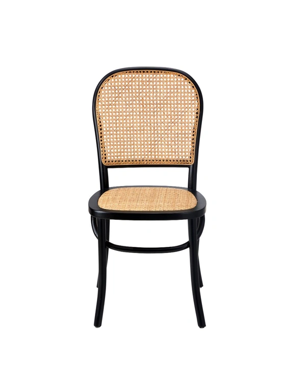 Oikiture 2PCS Dining Chairs Wooden Chairs Rattan Accent Chair Black, hi-res image number null
