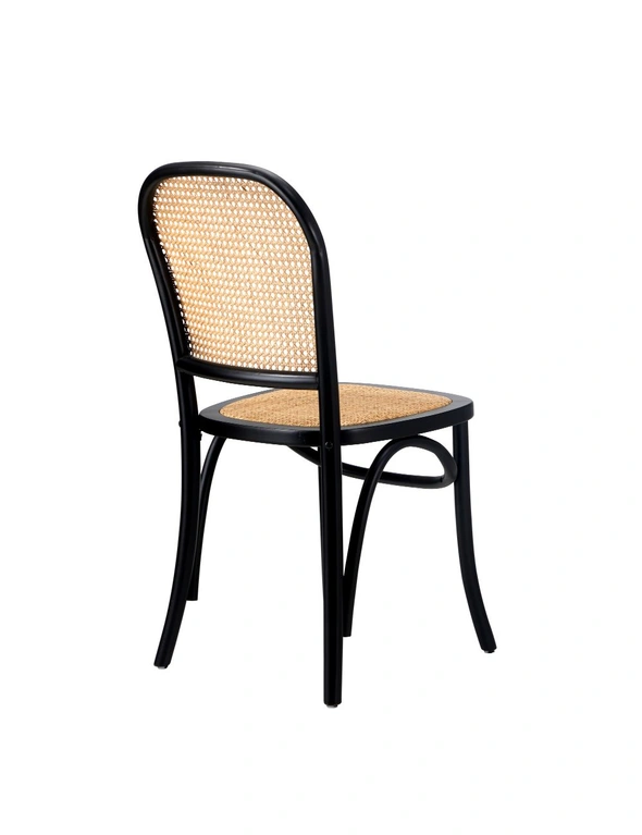 Oikiture 2PCS Dining Chairs Wooden Chairs Rattan Accent Chair Black, hi-res image number null