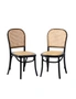 Oikiture 2PCS Dining Chairs Wooden Chairs Rattan Accent Chair Black, hi-res