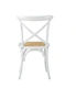 Oikiture 2PCS Crossback Dining Chair Solid Birch Timber Wood Ratan Seat White, hi-res