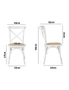 Oikiture 2PCS Crossback Dining Chair Solid Birch Timber Wood Ratan Seat White, hi-res
