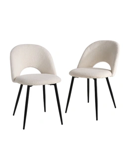 Oikiture 2PCS Dining Chairs Sherpa White
