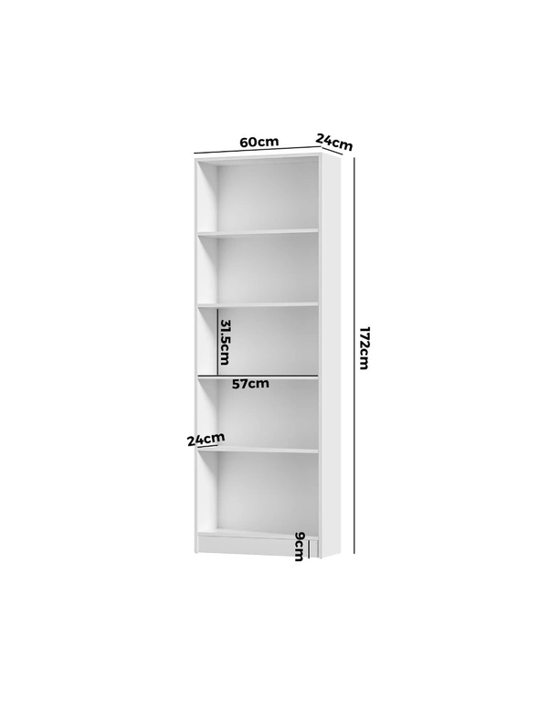 Oikiture Bookshelf Bookcase Display shelves 5-Tier Storage Stand Rack White, hi-res image number null