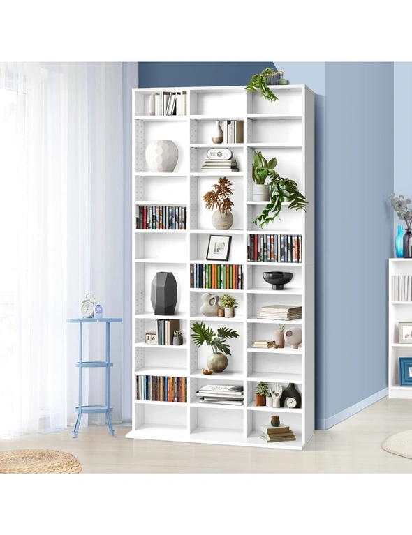 Oikiture Display Shelf Bookshelf Bookcase CD DVD Storage Media Stand Rack White, hi-res image number null