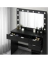 Oikiture Dressing Table Stool Set Makeup Large Mirror Dresser 12 LED Bulbs Black, hi-res