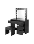 Oikiture Dressing Table Stool Set Makeup Desk Mirror Storage Drawer 12 LED Bulbs, hi-res