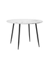 Oikiture 110cm Dining Table Round Wooden Table With Marble Effect Metal Legs White&Black, hi-res