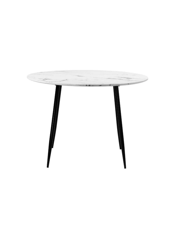 Oikiture 110cm Dining Table Round Wooden Table With Marble Effect Metal Legs White&Black, hi-res image number null